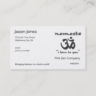 Namaste - Ich beuge mich euch (in schwarz) Visitenkarte