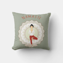 Namaste in der Baum-Pose - Yoga Asana Kissen