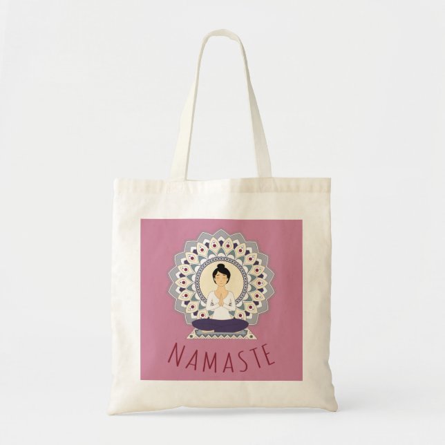 Namaste in der Lotos-Pose - Yoga Asana Tragetasche (Vorne)