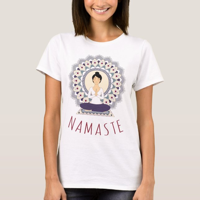 Namaste in der Pose Lotus - Yoga Asana T - Shirt (Vorderseite)