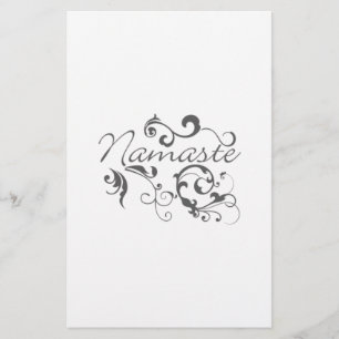 Namaste in dunkelgrauen Wirbel Flyer