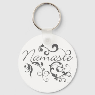 Namaste in dunkelgrauen Wirbel Schlüsselanhänger