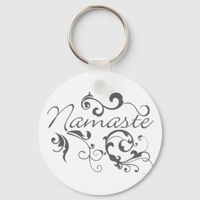 Namaste in dunkelgrauen Wirbel Schlüsselanhänger (Vorderseite)