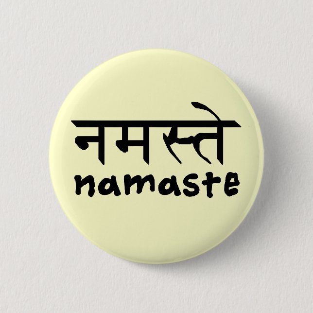 Namaste in englischem und im Hindi Button (Vorderseite)