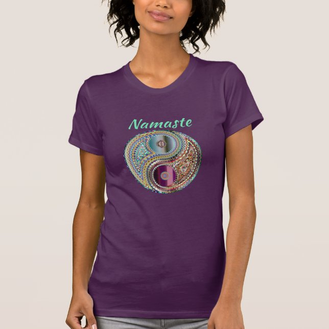 Namaste Jewel Toned Yin und Yang T-Shirt (Vorderseite)