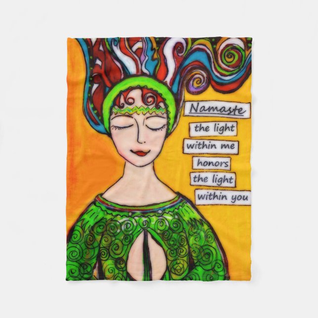 Namaste' Licht in mir ehrt das Licht Fleecedecke (Vorderseite)