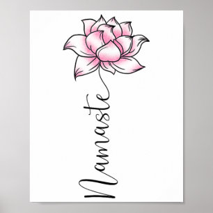 Namaste Lilly Lotus Rosa Blume Niedlich Hindi Yoga Poster