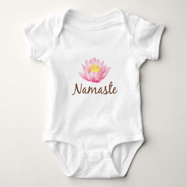 Namaste Lotos-Blumen-Yoga Baby Strampler (Vorderseite)