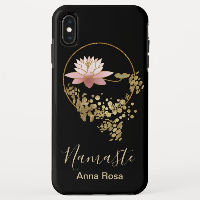 *~* Namaste Lotos-GoldGlitzerzen-Schwarzes Girly Case-Mate iPhone Hülle (Rückseite)