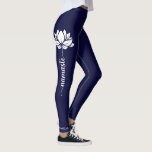 Namaste Lotus Blume Moderner Personalisierter Name Leggings<br><div class="desc">Namaste Lotus Blume Moderne Personalisierte Name Sport Fitness Yoga Leggings verfügt über eine Lotus-Blume mit dem Text "namaste" in modernen handgeschriebenen Kalligrafieschrift und personalisiert mit Ihrem Namen. Das perfekte Geschenk zum Geburtstag, Weihnachten, Muttertag, Freunde, Yogafreunde, Fitness und Sport. Entworfen von © Evco Studio www.zazzle.com/store/evcostudio</div>