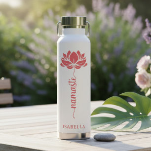 Namaste Lotus Blume Moderner Personalisierter Name Trinkflasche