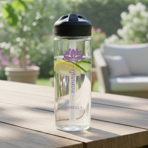 Namaste Lotus Blume Moderner Personalisierter Name Trinkflasche