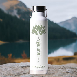 Namaste Lotus Blume Moderner Personalisierter Name Trinkflasche