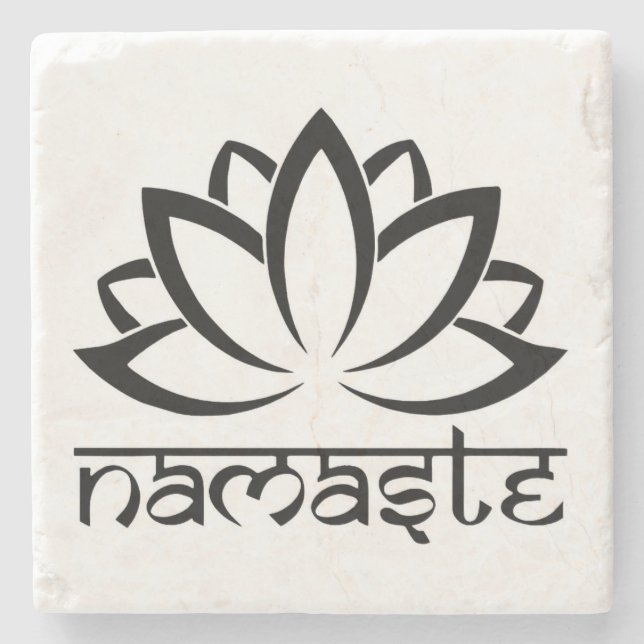 Namaste, Lotus Blume, Yoga, spirituelle Untersetze Steinuntersetzer (Vorderseite)