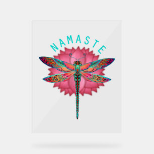 Namaste Lotus Dragonfly Yoga Acrylschild