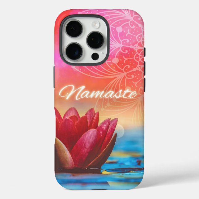 Namaste Lotus & Mandala iPhone 16 Pro Hülle (Rückseite)