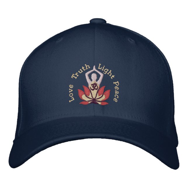 Namaste Lotus Om Yoga Pose bestickt Bestickte Kappe (Vorderseite)