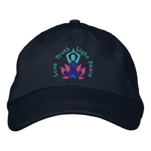 Namaste Lotus Om Yoga Pose bestickt Bestickte Kappe