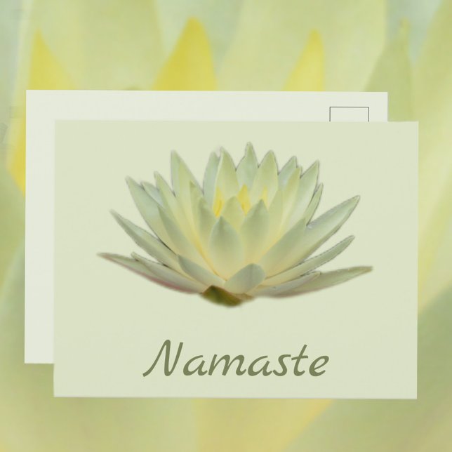 Namaste Lotus-Wasserlilie Gelbe grüne Blüte Postkarte (Von Creator hochgeladen)