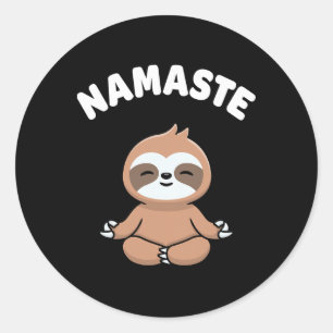 Namaste Lustiger Süßer Faultier Kawaii Yoga Faulti Runder Aufkleber