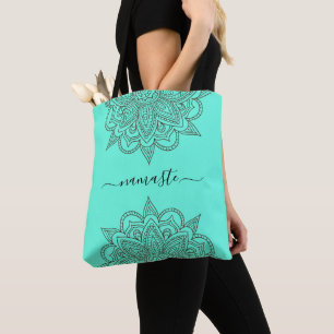 Namaste Mandala Universe Symbol Turquoise Tasche