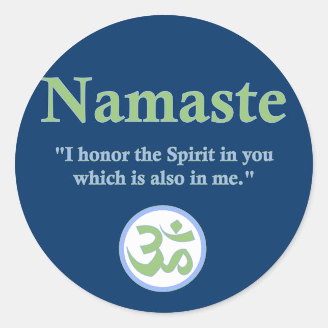 Namaste - mit Zitat und Om-Symbol Runder Aufkleber (Vorderseite)