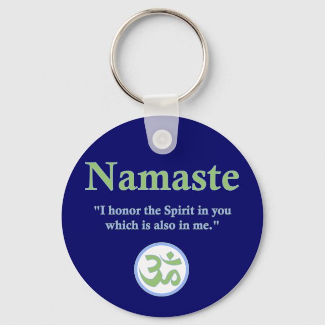 Namaste - mit Zitat und Om-Symbol Schlüsselanhänger (Vorderseite)