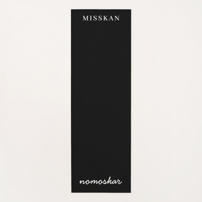 Namaste Modern Name Spiritual Meditation Black Yogamatte (Vorderseite)
