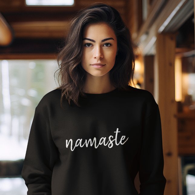 Namasté | Moderne Schwarze Meditation Spiritueller Sweatshirt (Von Creator hochgeladen)