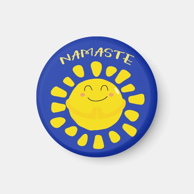Namaste Niedliches Gebet Sun Cartoon Magnet (Vorne)