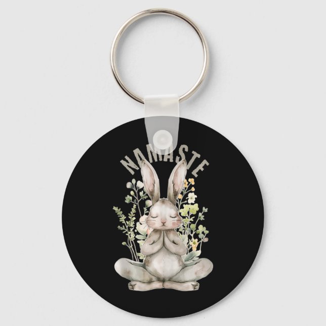 Namaste Oaster Rabbit Zen Yoga Inner Peace Spiritu Schlüsselanhänger (Vorderseite)