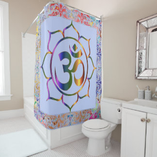 Namaste Om Lotus Rainbow Vintag Duschvorhang
