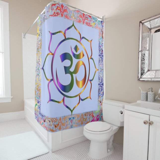 Namaste Om Lotus Rainbow Vintag Duschvorhang (Beispiel)