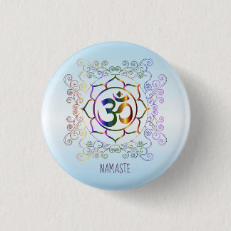 Namaste Om (Om) Lotus Prismatisch Ornamental Button