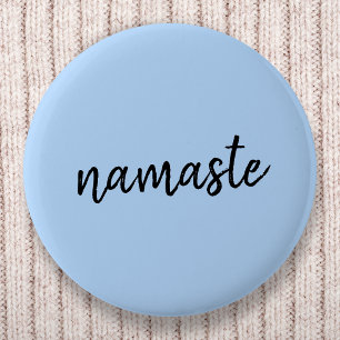 Namasté Pastel Blue Yoga Spirituelle Salutation Button