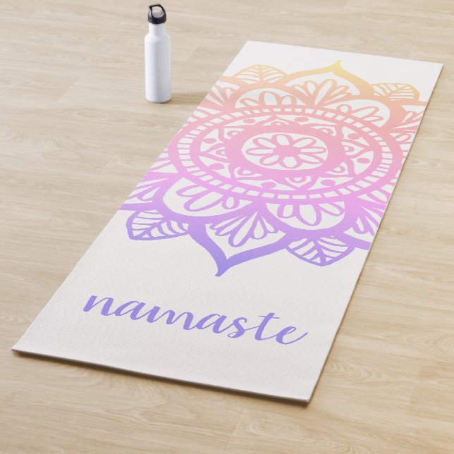 Namaste Pastel Lila Pink Mandala Weiß Yogamatte (Beispiel)