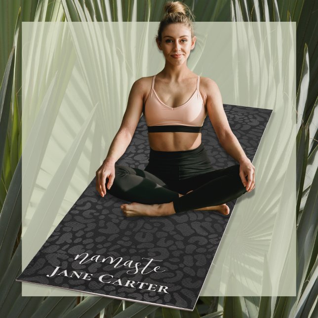 Namaste Personalize Elegante Black Leopard Yoga Ma Yogamatte (Von Creator hochgeladen)
