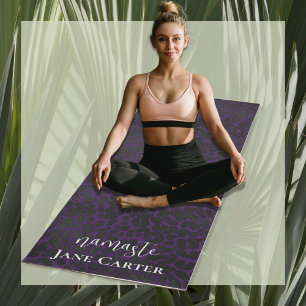 Namaste Personalize Elegantes Lila Schwarzes Leopa Yogamatte