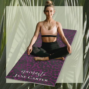 Namaste Personalize Elegantes Rosa Leopard Yogamatte
