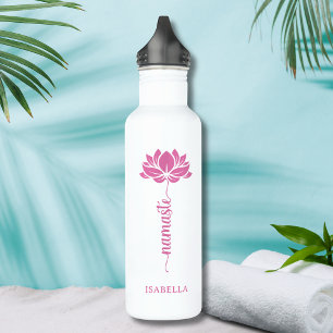 Namaste Pink Lotus Blume Moderner Personalisierter Edelstahlflasche