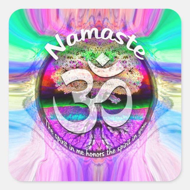 Namaste Quadratischer Aufkleber (Vorderseite)