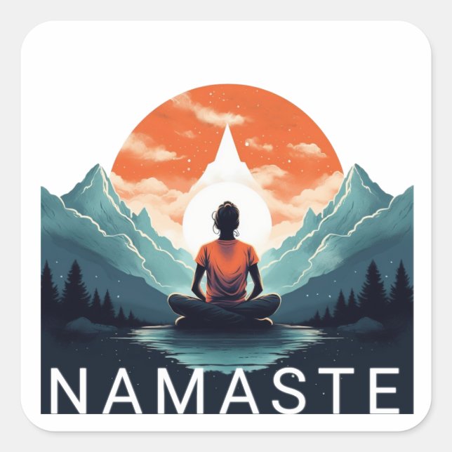 NAMASTE QUADRATISCHER AUFKLEBER (Vorderseite)