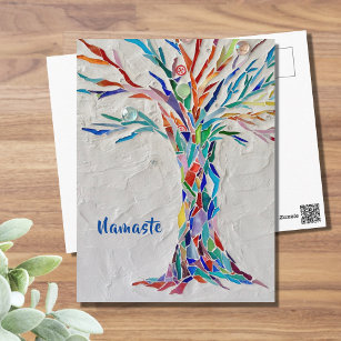 Namaste Rainbow Colors Tree of Life Postkarte