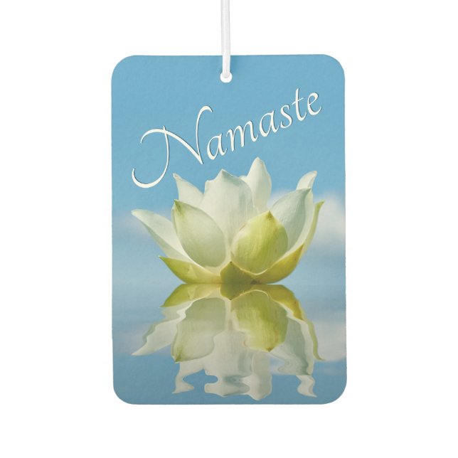 Namaste reflektiert die White Lotus Blume auf Sky  Autolufterfrischer (Vorderseite)