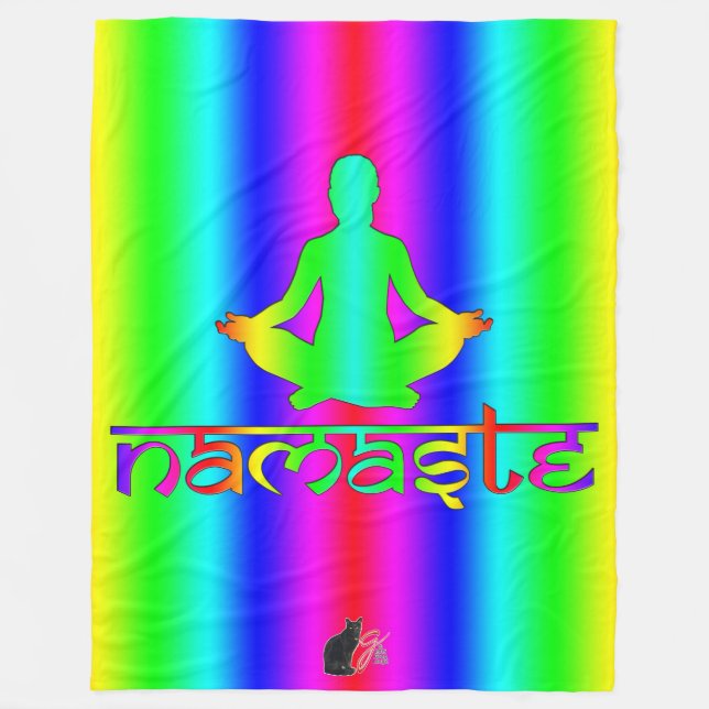 Namaste Regenbogen Absichten Fleecedecke (Vorderseite)