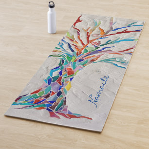 Namaste Regenbogenfarben Mosaik Baum Yoga Mat Yogamatte