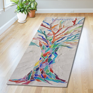 Namaste Regenbogenfarben Mosaikbaum Yogamatte