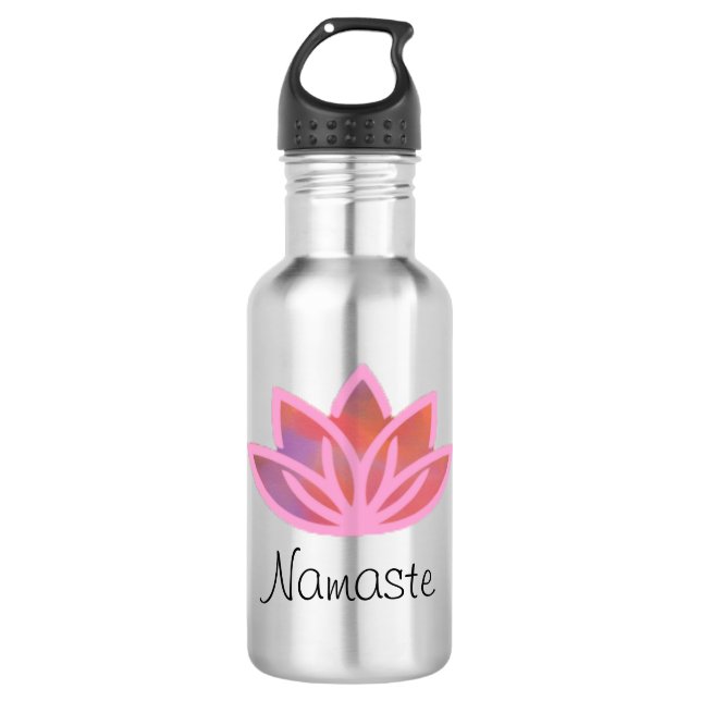 Namaste rosa MehrfarbenLotus Yoga Waterbottle Trinkflasche (Vorderseite)