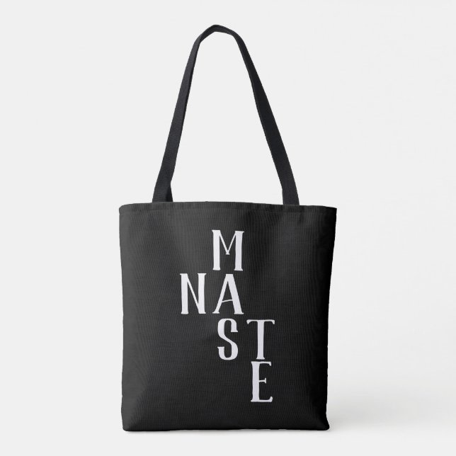 Namaste | Schwarz-weiß zweiseitig Tasche (Rückseite)