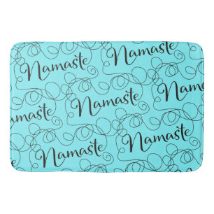 NAMASTE Schwarzes nahtloses Muster mit LINIEN Badematte